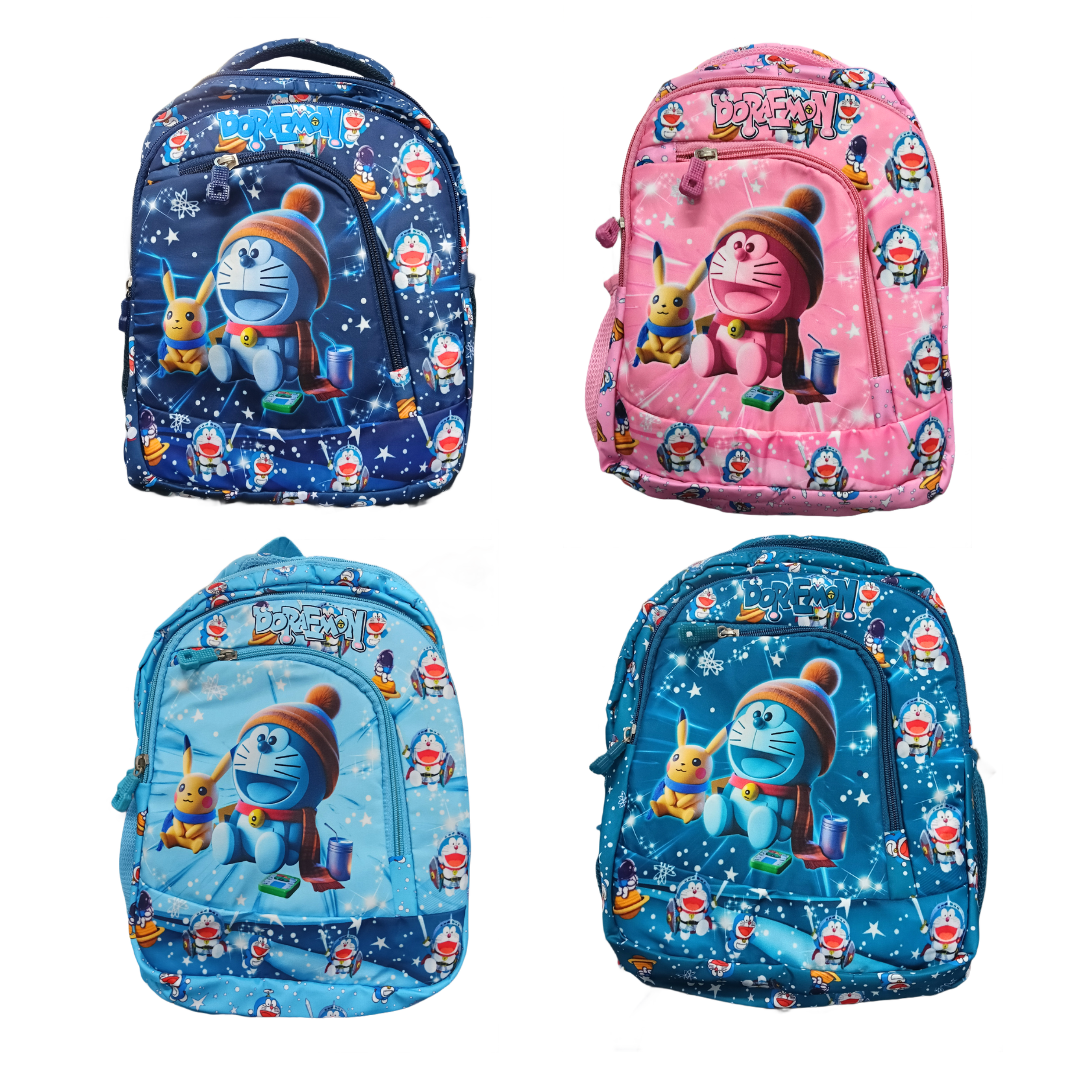 20410 Doraemon Cartoon School Bag for Boys & Girls 4 Compartment Size=38*28*15 Cm {Random Color}