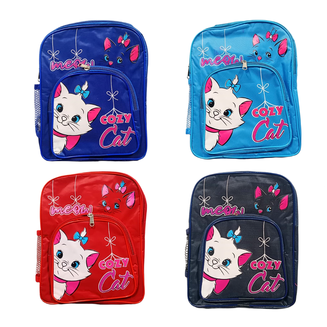 20414 Cute Cat School Bag for Boy & Girl Durable Zipper & Stitching 2 Compartment Water Resistant Spacious Kid's School Backpack Size=32*15*12Cm