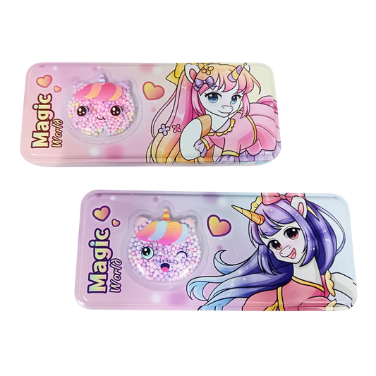 B-785 Stationary Organizer Unicorn Metal Pencil Compox Box for Kids Stylish Pencil Case for Girls