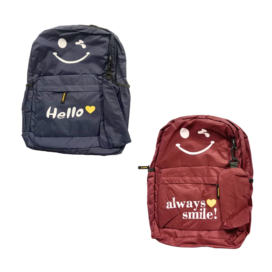 20417 Cute Attractive It's Mine Printed Style Backpack with pouch College Office bag for Girls and Boys {2 Compartment} Size=40*28*15 {Random Color}