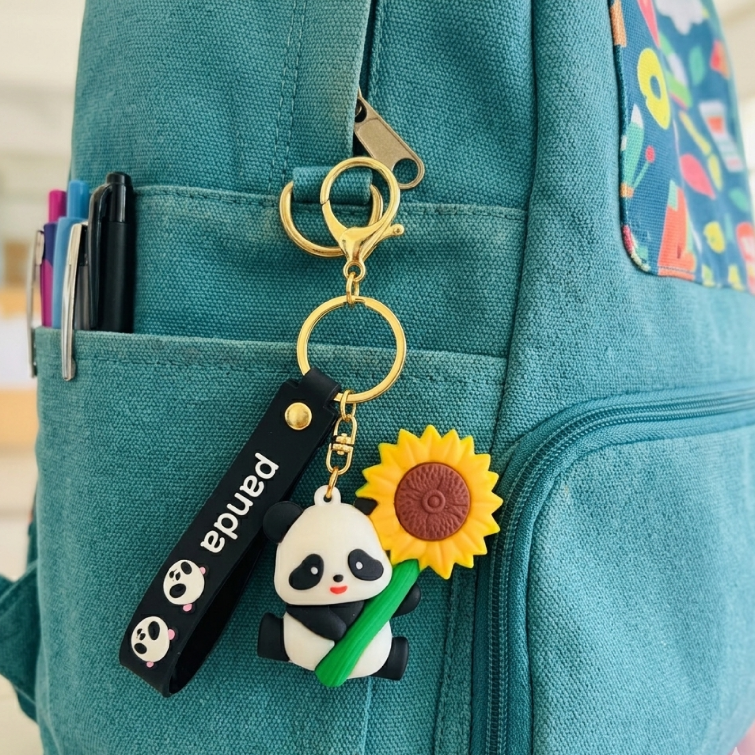 20582 Kawaii Silicone Panda Keychain