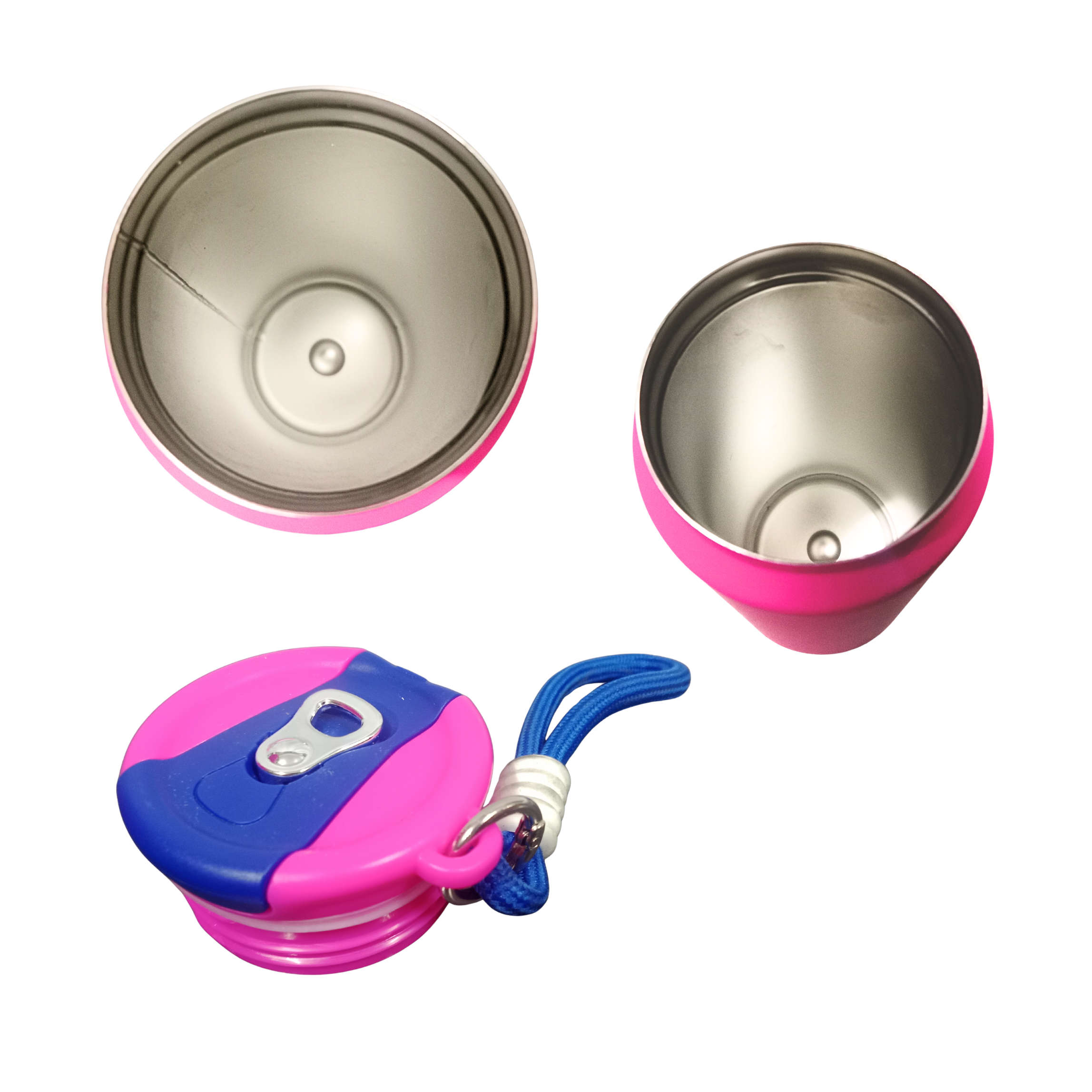 20527  {500 ML} 304 Stainless Steel Vacuum Cup Bottle with Fashion Rope Carrying Loop {Multicolor}