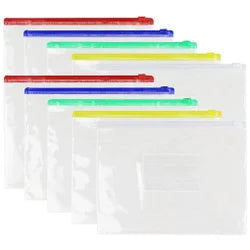 10598{Pack of 6} Plastic pouch Reusable Multi-Purpose Slider Bag 8x19 cm ,Zip Lock Multicolor