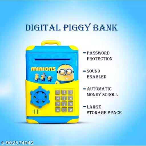 ZY-WF3003 Minions Kids Piggy Bank ATM Toy with Password Lock & Music – Money Saving Box for Kids