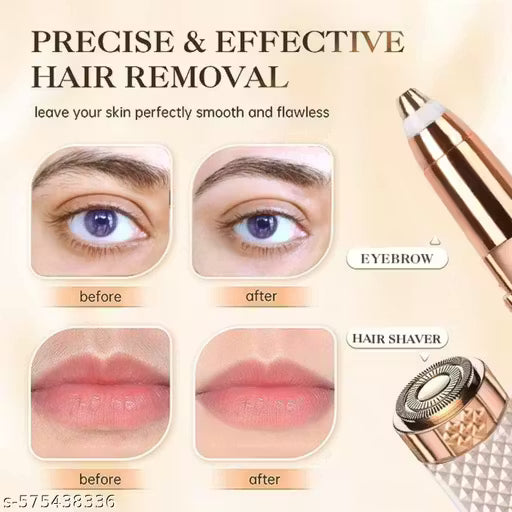 HX-207 Eyebrow Trimmer for Women, 2 in 1 Rechargeable Facial Hair Remover with Replaceable Heads, Professional Painless Personal Hair Removal Eyebrow Razor with Indicator Lights