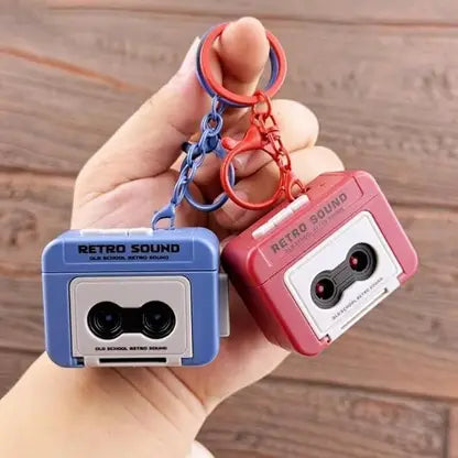 20026 Retro Tape Recorder 3D Keychain with Sound | Mini Vintage Cassette Player Key Chain