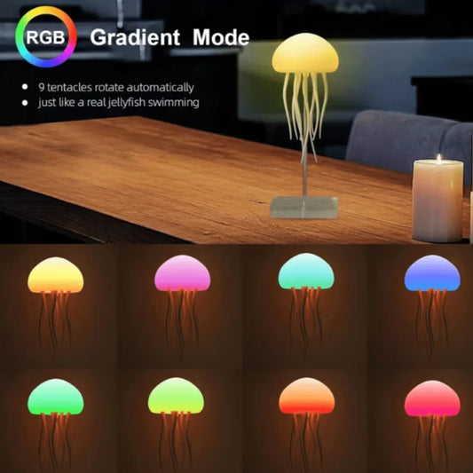 XD-009 Jellyfish LED Lamp with Dancing Legs,RGB Gradient Bedside Lamp with Voice Control