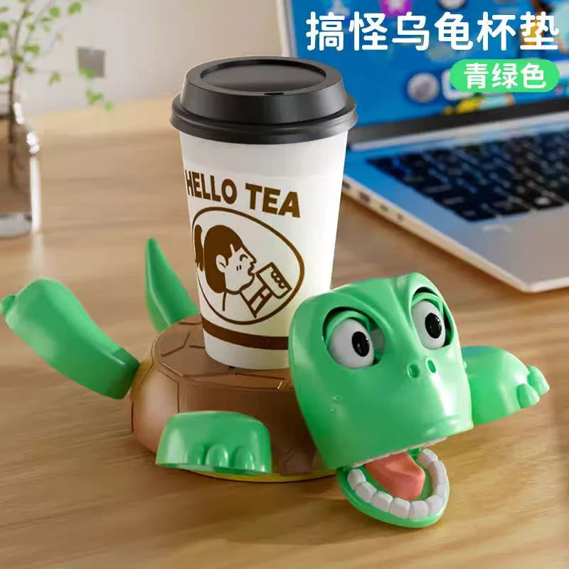 7818 Turtle Cup Holder,Turtle Coaster with Funny Expression, Cup Holder with Liftable Limbs & Expressive Face for Turtles,Tortoise Lover Gag Gifts Home Decor   (Green)