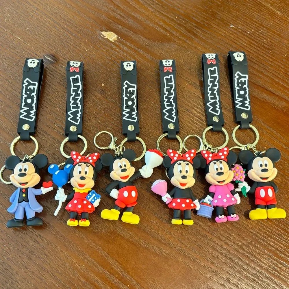 20396 Cute  Micky and Minnie 3D Silicone Rubber Keychain – Soft & Durable Cartoon Key Ring for Kids {Random Design}