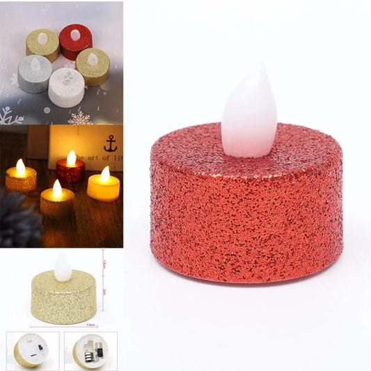 11161 Flameless LED Tea Lights Candles, Battery Operated LED Tea Lights, Gold Glitter Flickering Fake LED Tea Lights, Small Electric Fake Tea Candle Realistics for Wedding Centerpieces