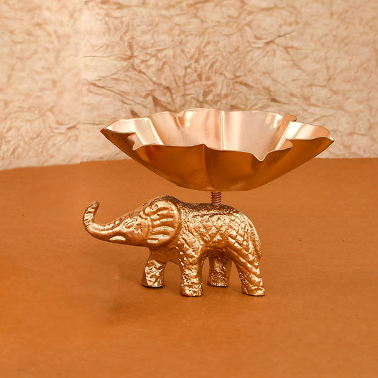 20429 Metal Flower Shaped Tealight Candle Holder with Elephant Base