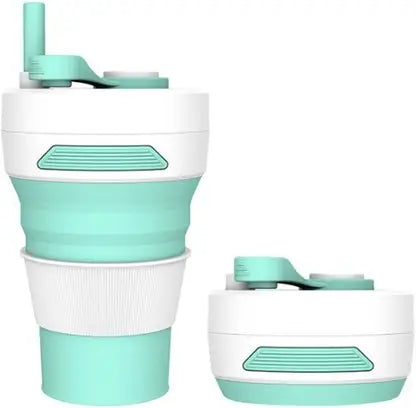 9062 Silicone Collapsible Travel Cup Convenient Travel Coffee – Silicone Folding Camping Cup with Lids – Expandable Drinking Cup Set