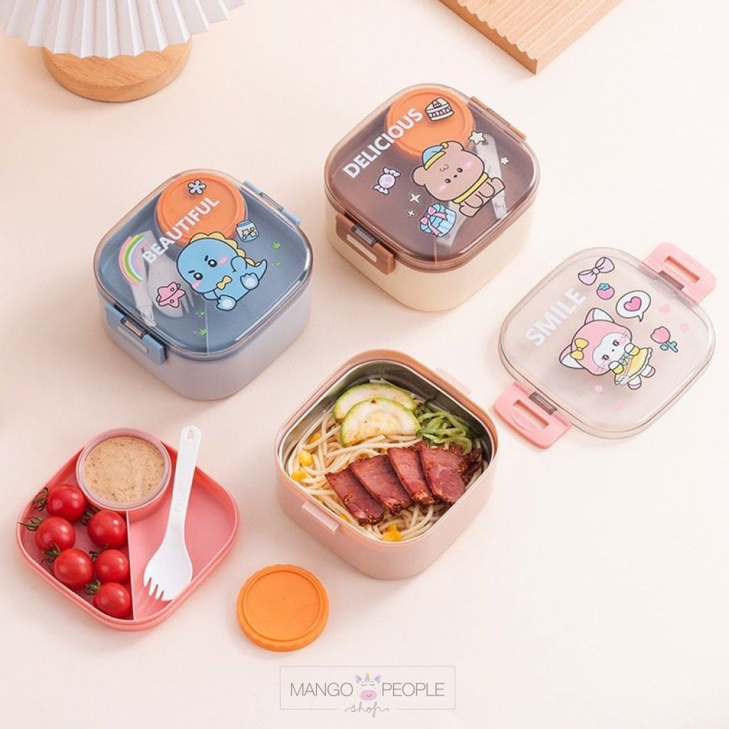 20480 Square Double-Layer Stainless Steel Lunch Box - 1000ML {Random Design}