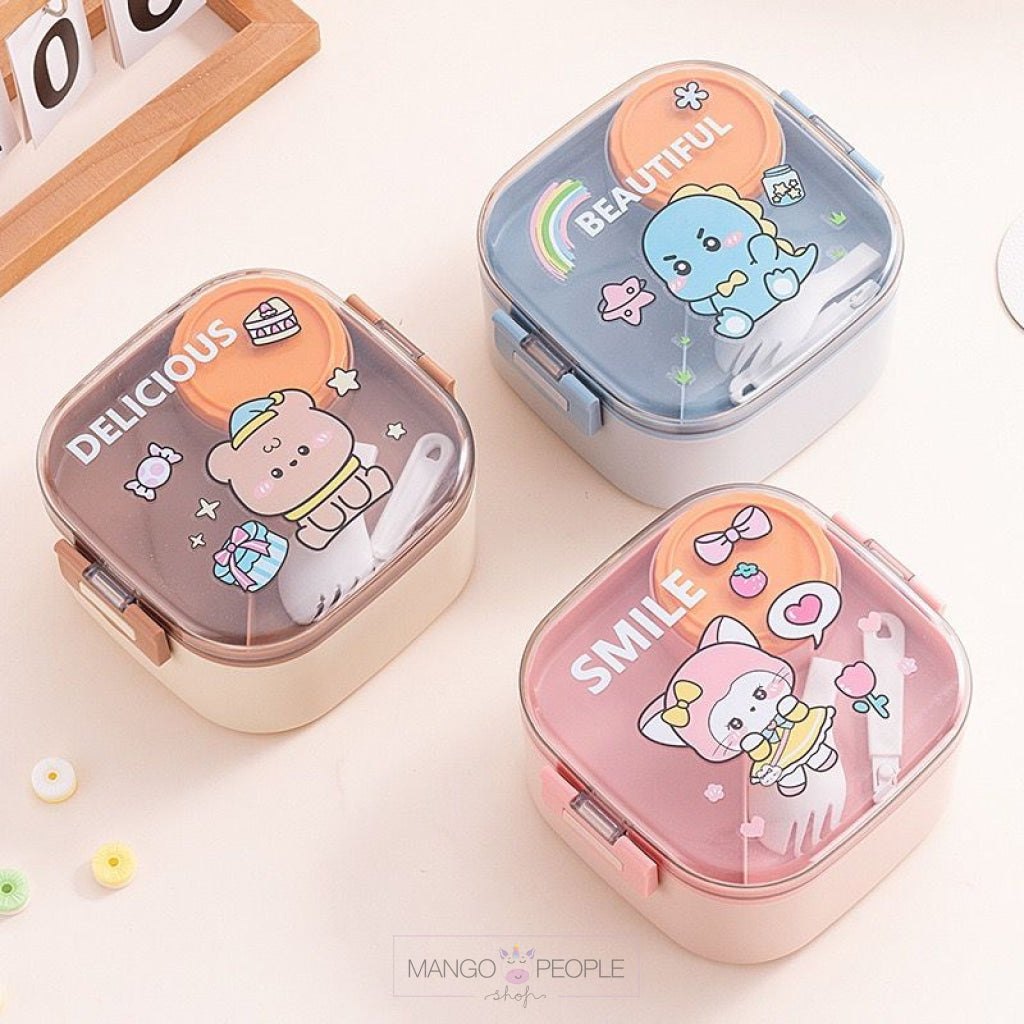 20480 Square Double-Layer Stainless Steel Lunch Box - 1000ML {Random Design}