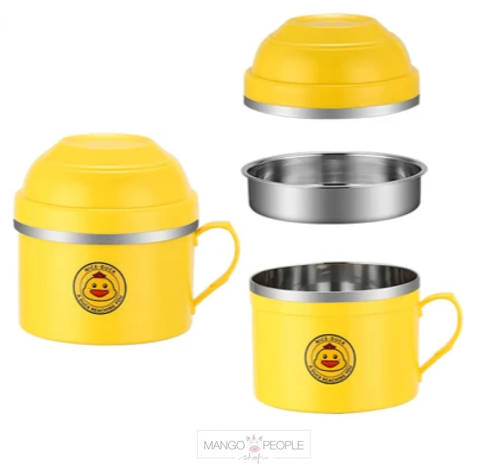 10684 Stainless Steel Maggie Bowl with Airtight and Leakproof Lid Noodles Bowl Tableware Infant Pasta, Soup, Rice, Maggie, Fruit Snack Food Storage Container for Kitchen School Outdoor Travel