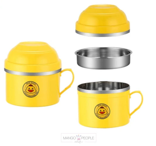 10684 Stainless Steel Maggie Bowl with Airtight and Leakproof Lid Noodles Bowl Tableware Infant Pasta, Soup, Rice, Maggie, Fruit Snack Food Storage Container for Kitchen School Outdoor Travel