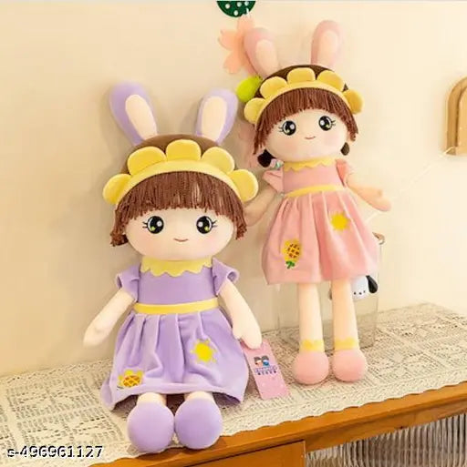 20338 Baby Girl Fluffy Rag Doll Cute Princess Doll Soft Stuffed Plush Toy with Bunny Ear Skirt & Hat Beautiful Fairy Ragdoll Decoration Companion Toys for Kids {36 Cm}