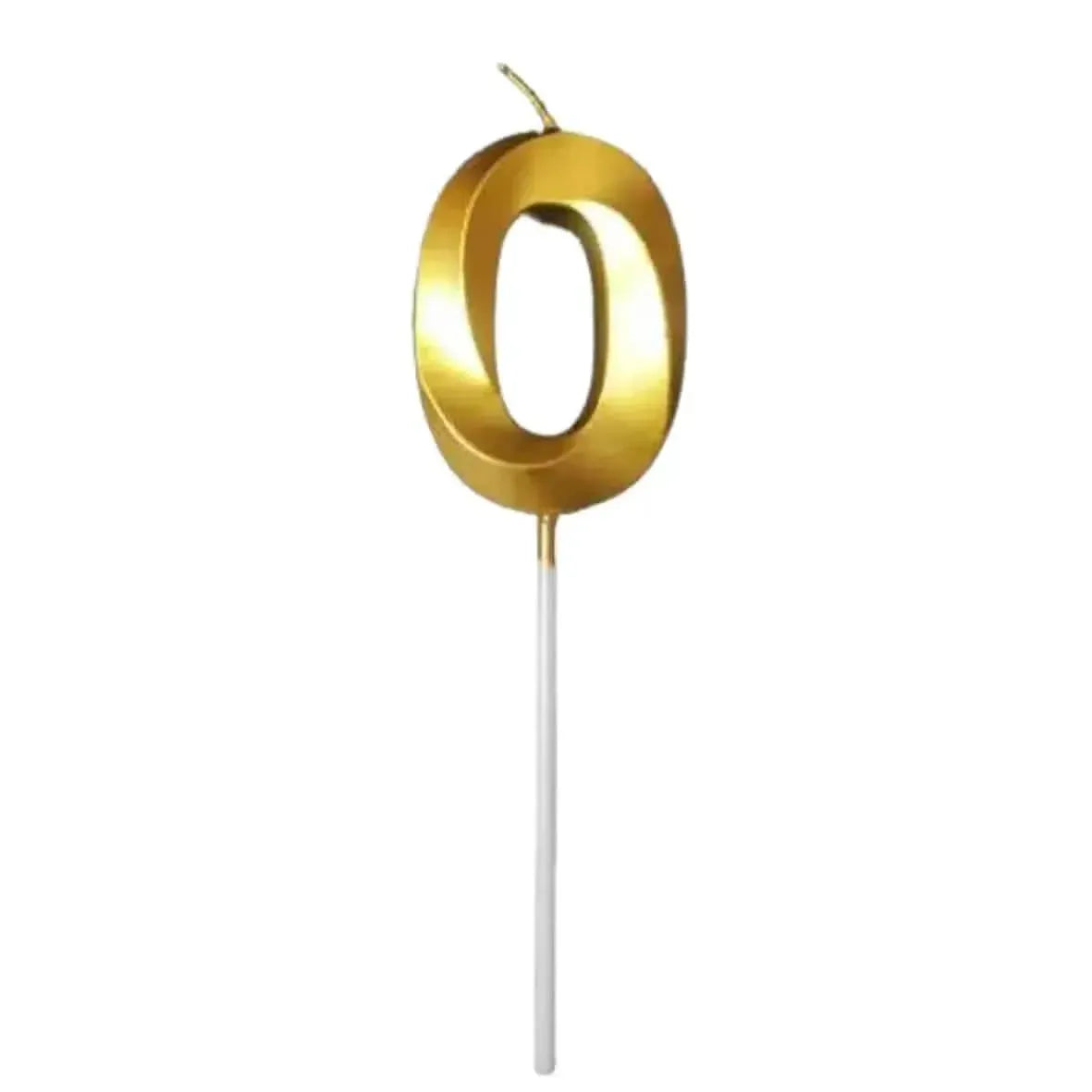 21154 {Pack of 12} 0 Zero Golden Number Candle cake topper
