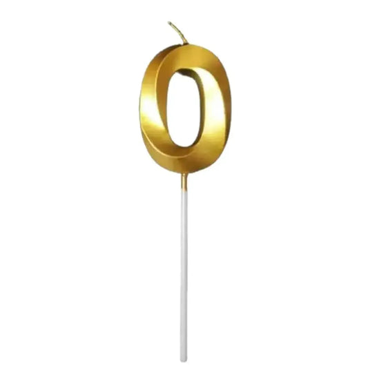21154 {Pack of 12} 0 Zero Golden Number Candle cake topper