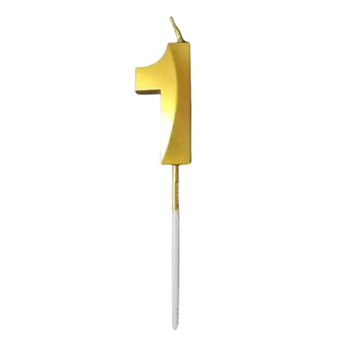 21153 {Pack of 12} 1 One Golden Number Candle cake topper