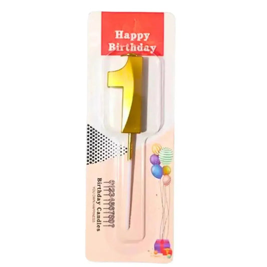 21153 {Pack of 12} 1 One Golden Number Candle cake topper