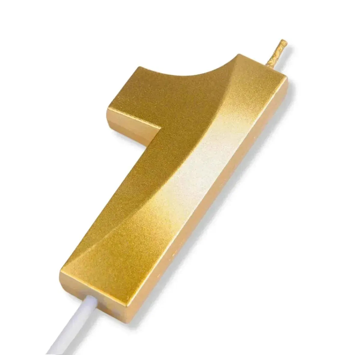 21153 {Pack of 12} 1 One Golden Number Candle cake topper