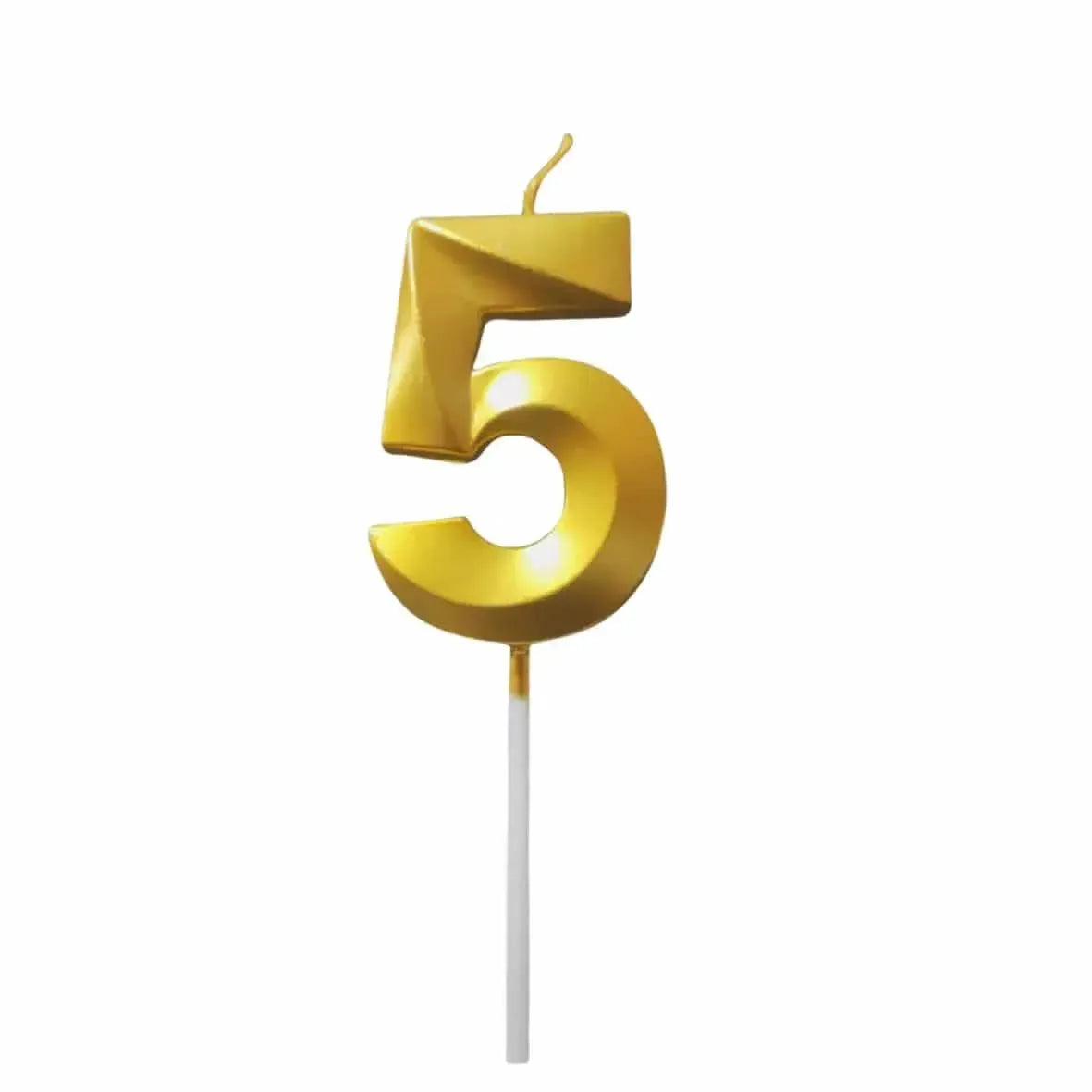 21150 {Pack of 12} 5 Five Golden Number Candle cake topper