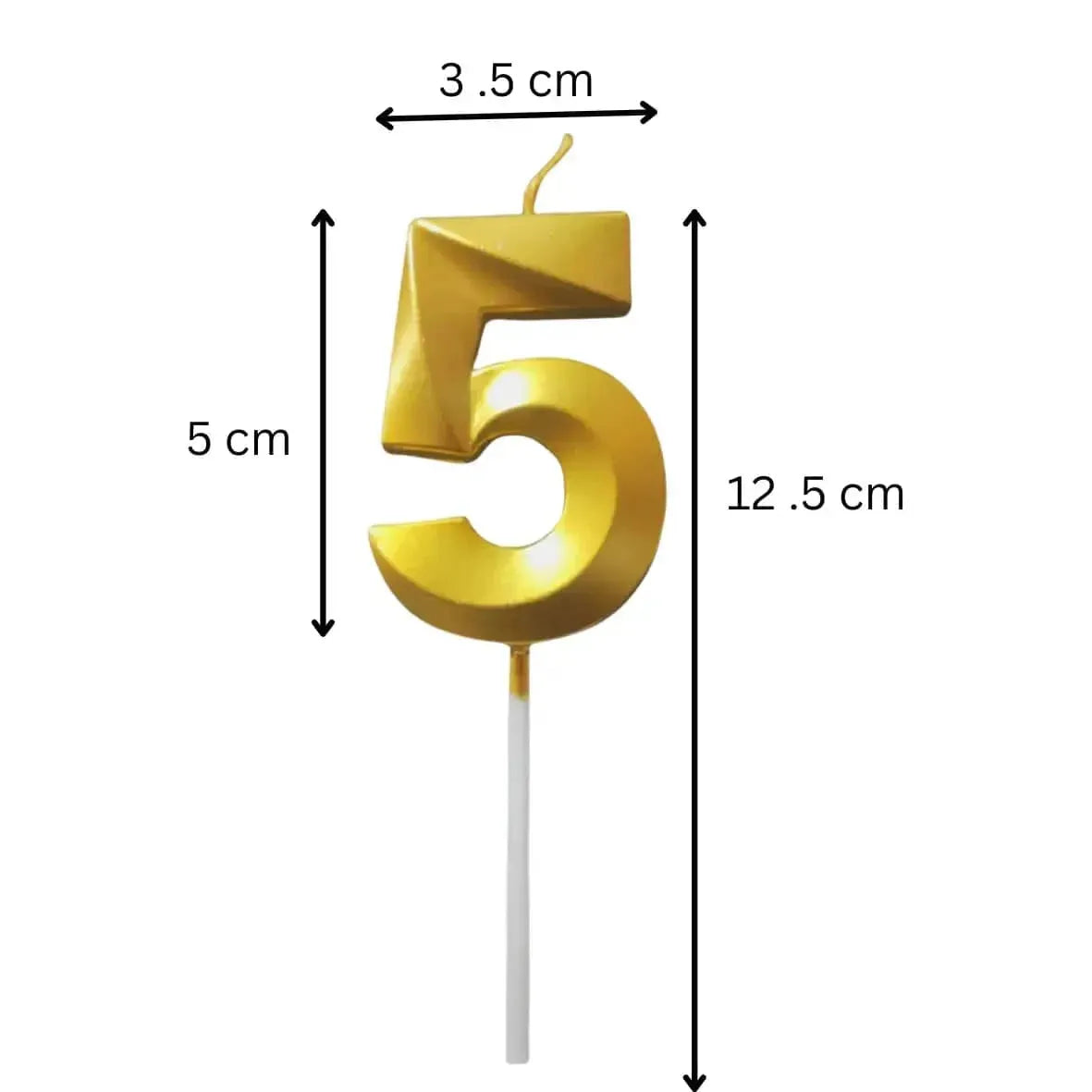 21150 {Pack of 12} 5 Five Golden Number Candle cake topper