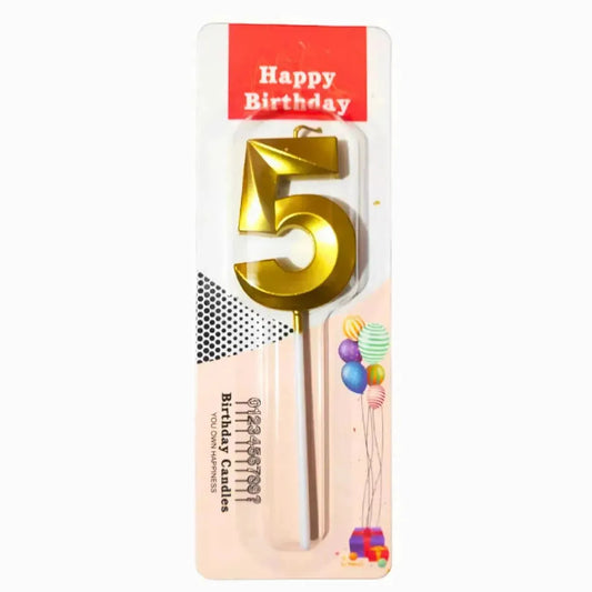 21150 {Pack of 12} 5 Five Golden Number Candle cake topper