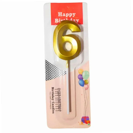 21149 {pack of 12} 6 Six Golden Number Candle cake topper