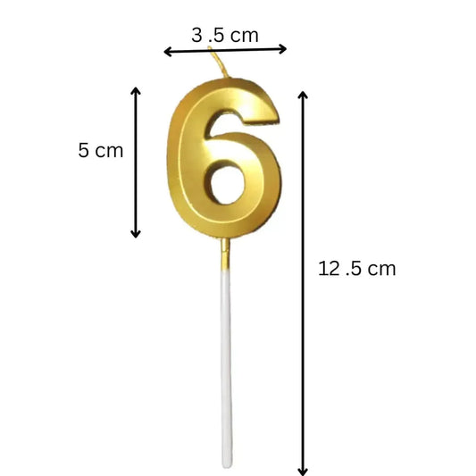 21149 {pack of 12} 6 Six Golden Number Candle cake topper