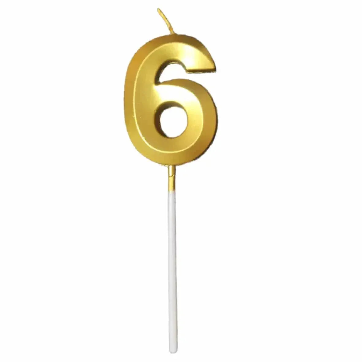 21149 {pack of 12} 6 Six Golden Number Candle cake topper