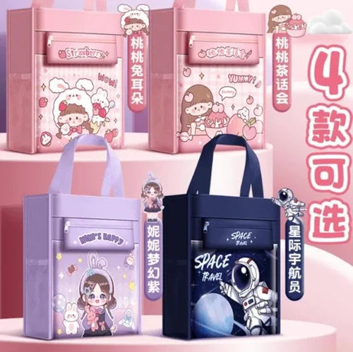 1067 A Print Delight Handbag/Tutor Bag for Children, Test Paper Book Storage Bag Kids Handmade Art Supplies Bag Thick Waterproof Portable Storage Bag {Multicolor}