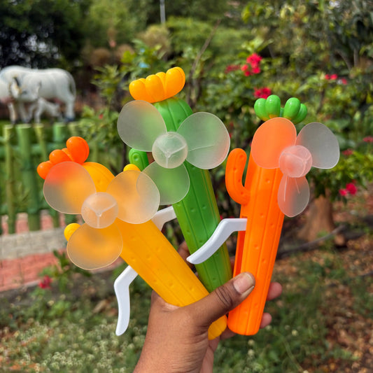 21140 Cactus Hand Fan for Kids & Adults, Cute Burger & Fries Hand Press Fan, Portable, Lightweight Summer Toy for Trave