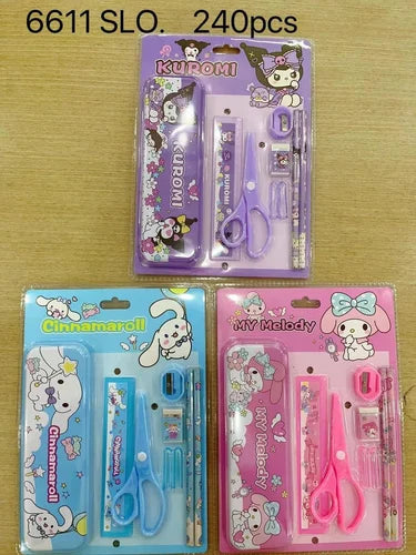 6611 Unique Stationery Kids Gift Set | Pencil Box, Scissors, Scale, Eraser, Sharpener & Pencils {Random Color}