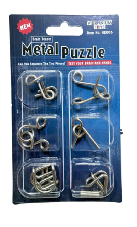 NE006 Stainless Steel 6 Metallic Intellectual Puzzles for All Age Groups【Pack of 1】