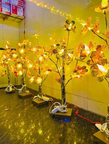 PG-109 LED Tabletop Tree Light Artificial Lamp, Golden Flowers