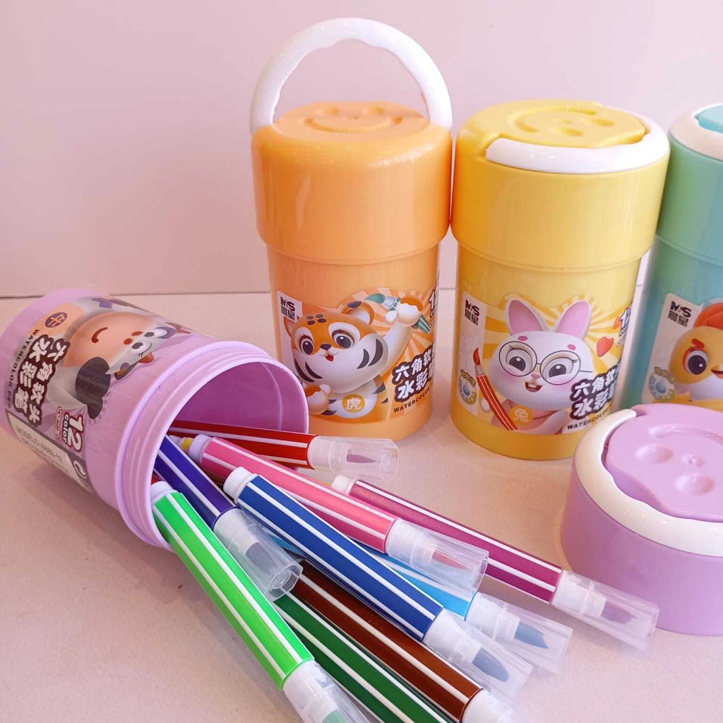 20724  - 12 Colors Washable Sketch Pen Set with Storage Jar | Non-Toxic Drawing Markers for Kids, School & Art Projects
