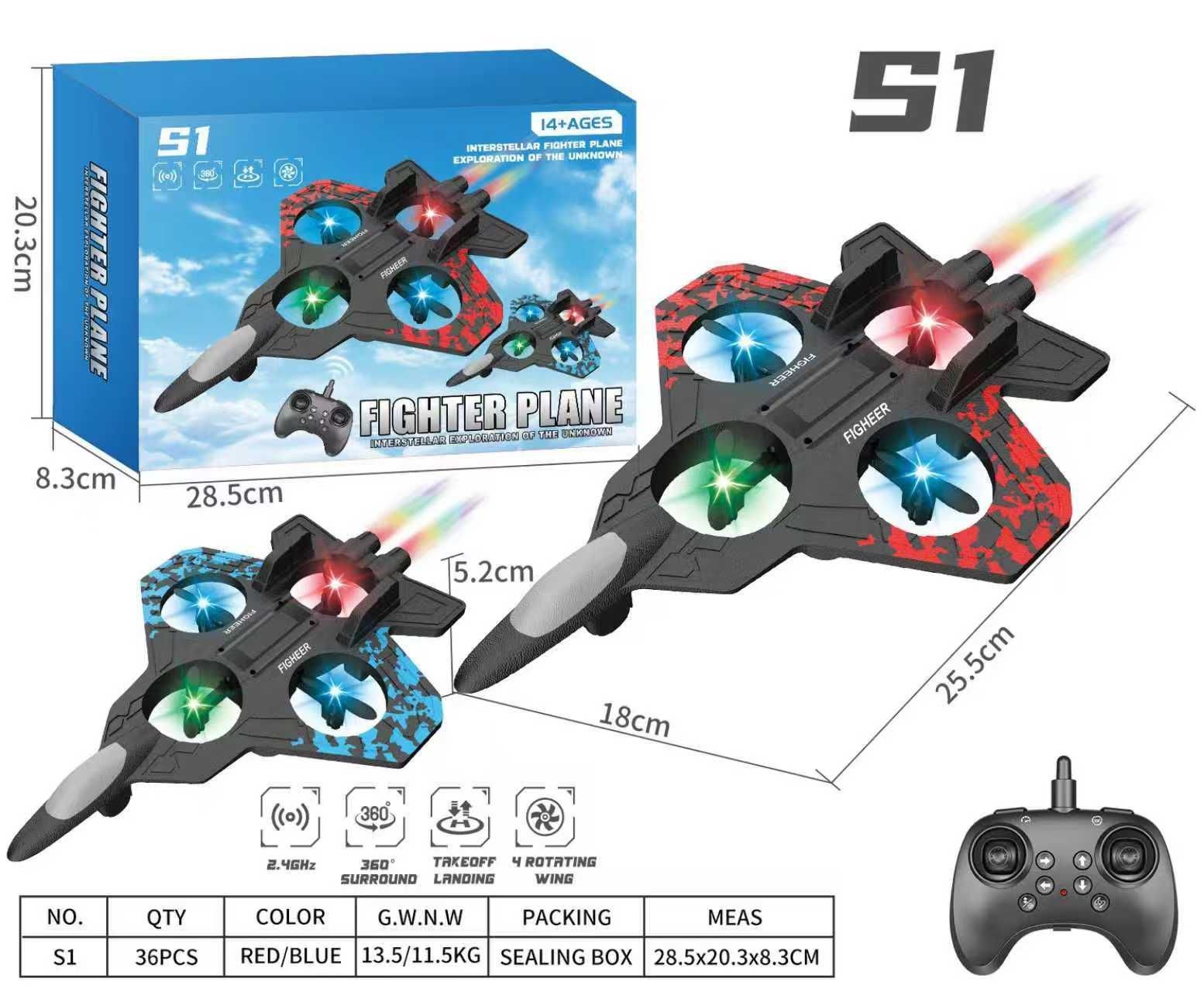 S1 Remote Control Airplanes RC Planes for Kids Adults, RC Airplane Fighter Jet with Light, 360° Flip Fighter Jet Toys