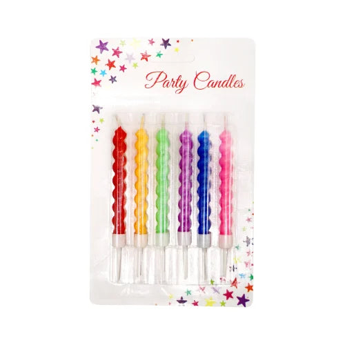 20758 (6 Pcs) Shiny Spiral Party Candles (Multicolor)