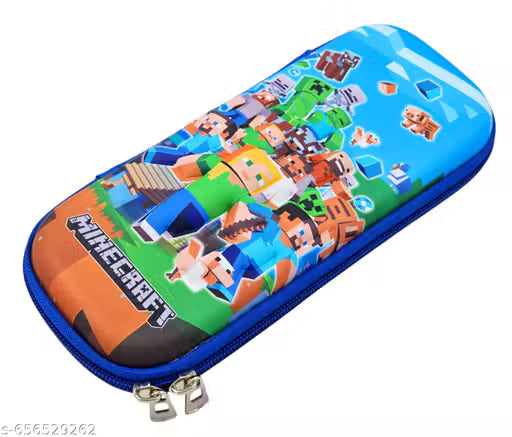 199135 Pixel Game Theme Pencil Pouch | EVA Hard Pencil Box for School Kids