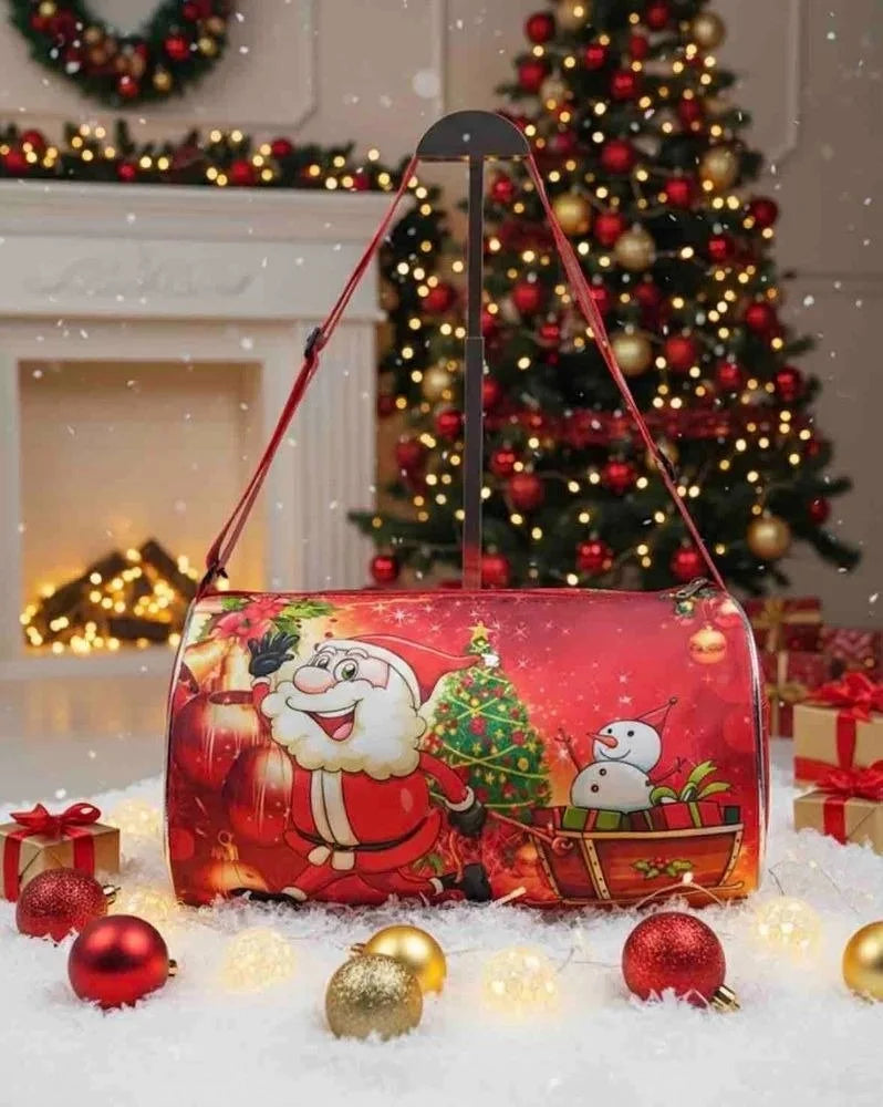 11294 Christmas Santa Print Duffle Bags – Waterproof Bag Shoulder Bag with Large Compartment for  Travel, Duffle Bags, Size 14" * 8" inch