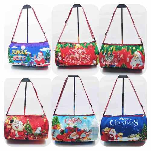 11294 Christmas Santa Print Duffle Bags – Waterproof Bag Shoulder Bag with Large Compartment for  Travel, Duffle Bags, Size 14" * 8" inch