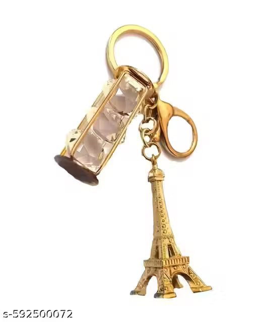 20022 Golden Eiffel Tower Keychain with Crystal Design Random Design