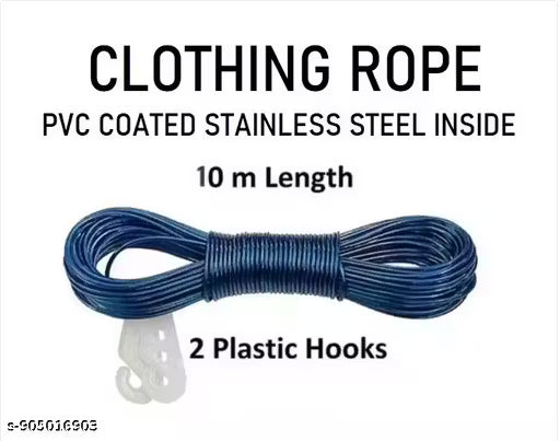 20714  - 10 meter PVC Coated Steel Cloth Drying Wire Rope Clothesline {Random Color}
