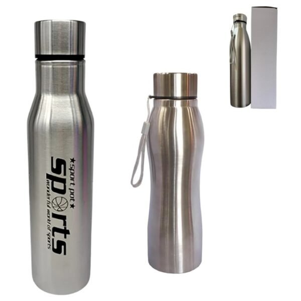 10438  Stainless Steel Water Bottle with Carry Strap1000 ML ( Random Design )