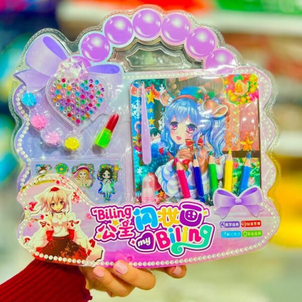 NI-177194 Magic Colouring Stricker With Diamond And Colour Pencil For Unisex Children  Multi Color