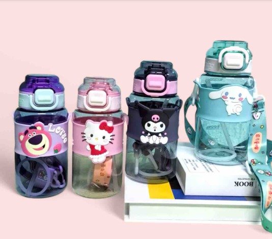 10627 Water Bottle with Double Silicone Straws 800 ML