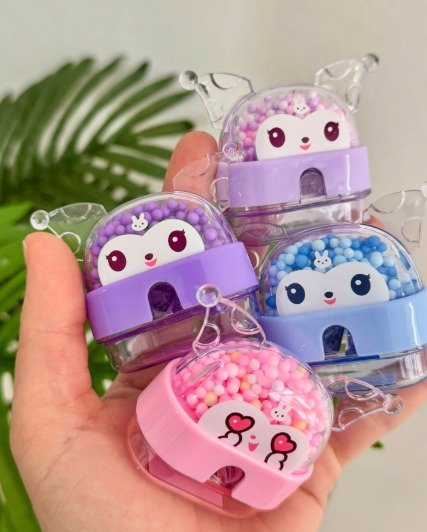 5866 Plastic Pencil Sharpener Cute Cromia Shape with Colourful Foam Balls for Kids and Students - Lilac