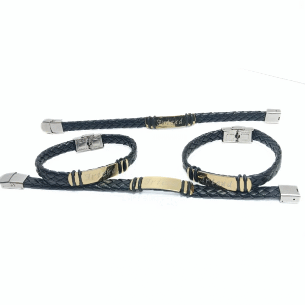 2257 Raided design Retro Leather Friendship Bracelet for Men | Smooth PU Leather with Stainless Steel Clasp